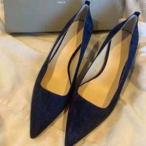 Everlane new in box navy suede kitten heels